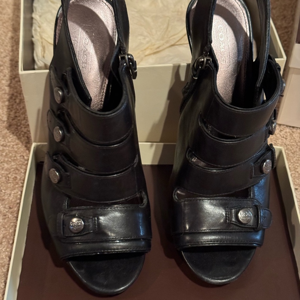 Coach Black Heeled Boots with Sleek Design